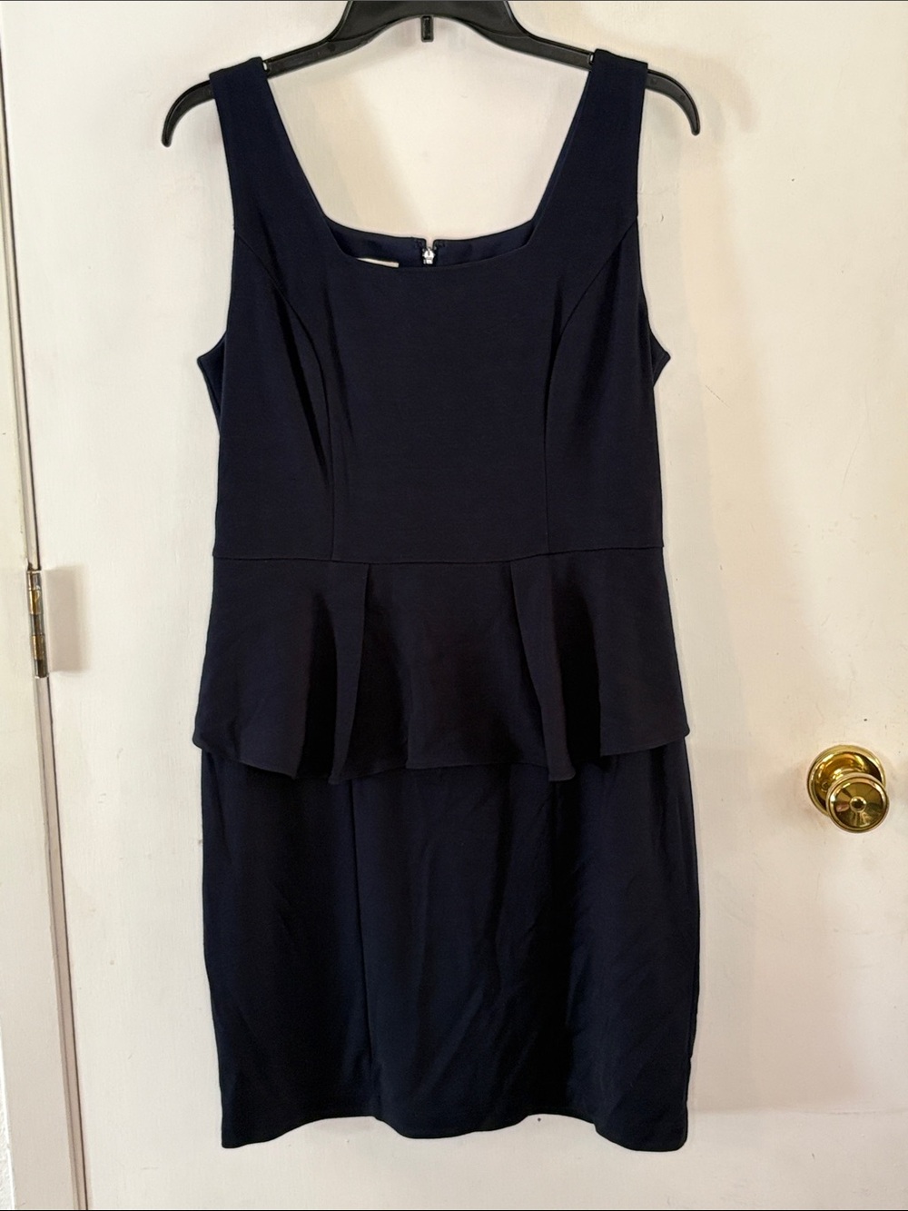 Boston Proper navy sleeveless knit dress with peplum Size 12